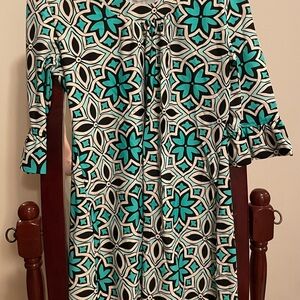 Aryeh Teal and Black Geometric Dress